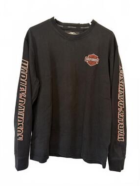 Harley-Davidson Black Long Sleeve Cotton T-Shirt size large